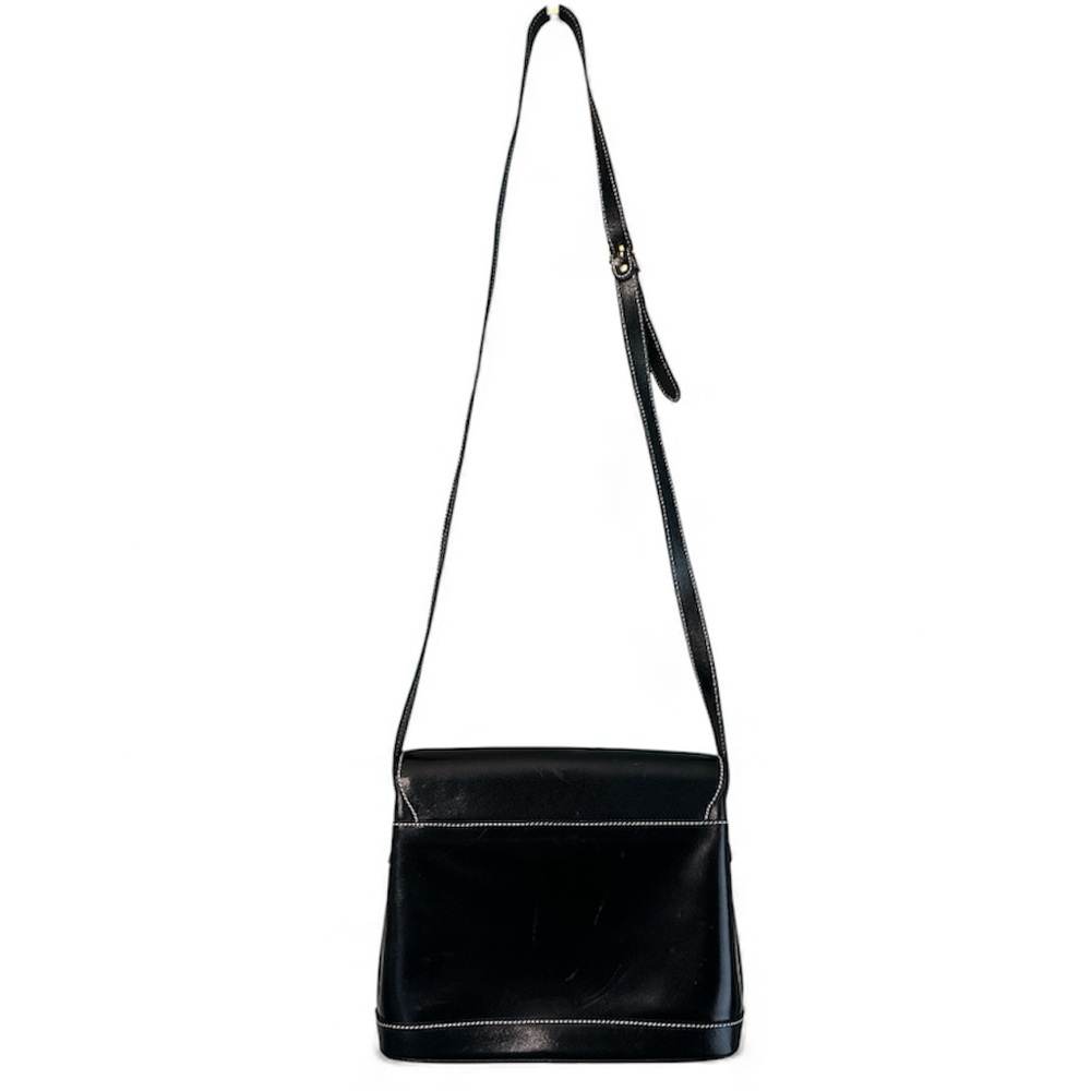 Bally Ollam Black Leather shoulder Bag with gold hardware•Vintage•80s•Italy - Picture 4 of 10